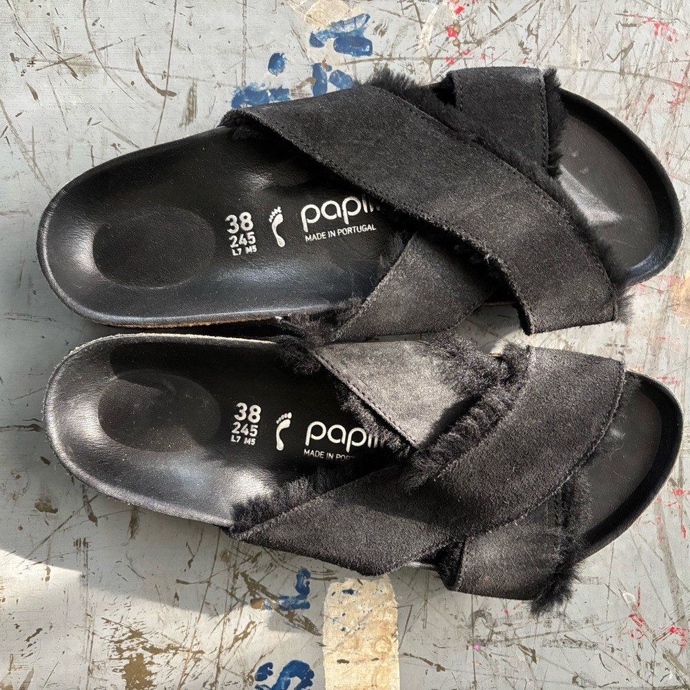 Papillio Black Suede Sandals Sz 7 Ladies